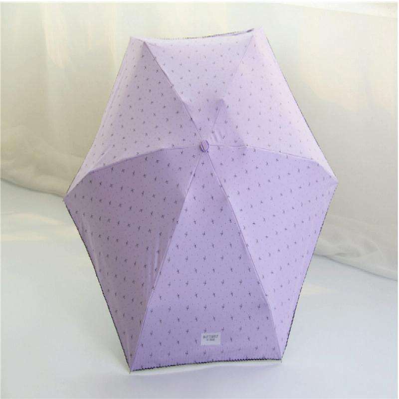Mini Pocket 5 Folding Umbrella UV Protection Black Plastic Umbrella(Purple)