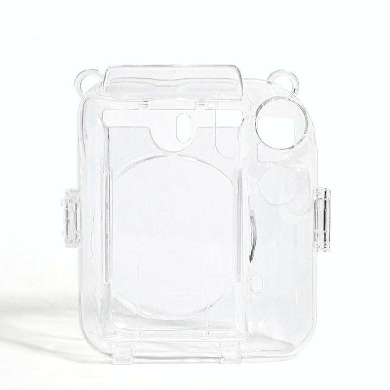 For FUJIFILM instax mini 12 Crystal Hard Acrylic Camera Case with Shoulder Strap(DIY Purple Daisies)