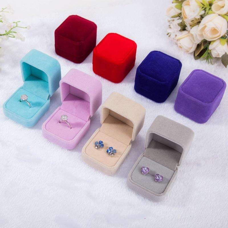 3 PCS Wedding Jewelry Accessories Square Velvet Jewelry Box Jewelry Display Case Gift Boxes Ring ...