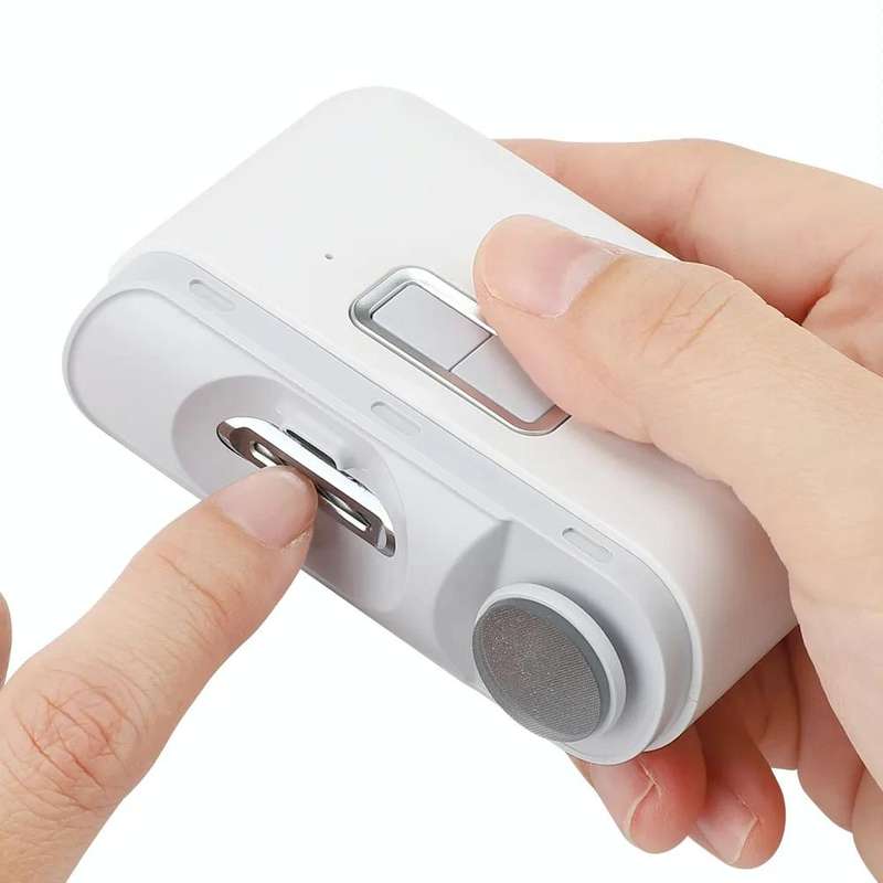 2 IN 1 Electric Nail Clipper Cutter Automatic Nail Grinder Trimmer With LED Light(White)