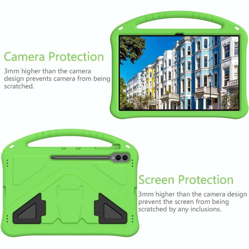 For Samsung Galaxy Tab S9 Ultra EVA Shockproof Tablet Case with Holder(Green)