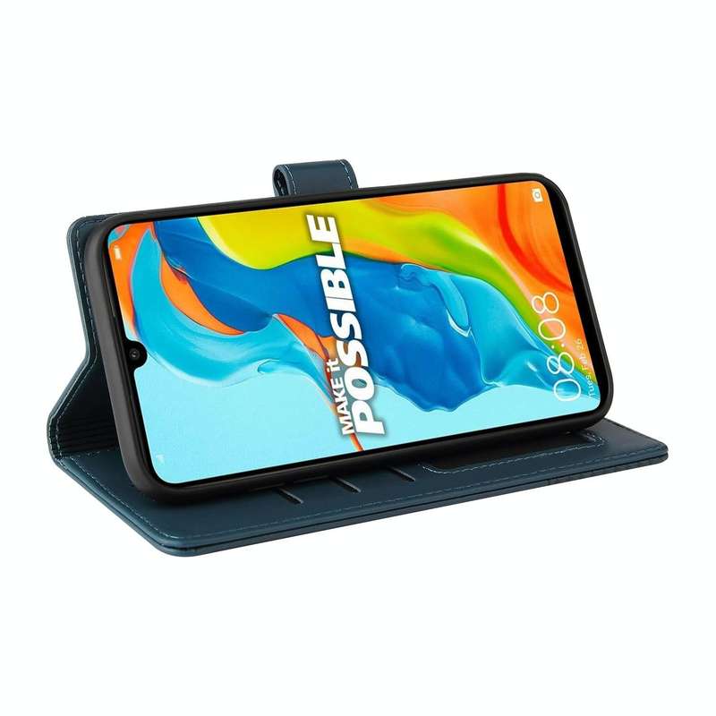 For Huawei P30 Lite GQUTROBE Skin Feel Magnetic Leather Phone Case(Blue)