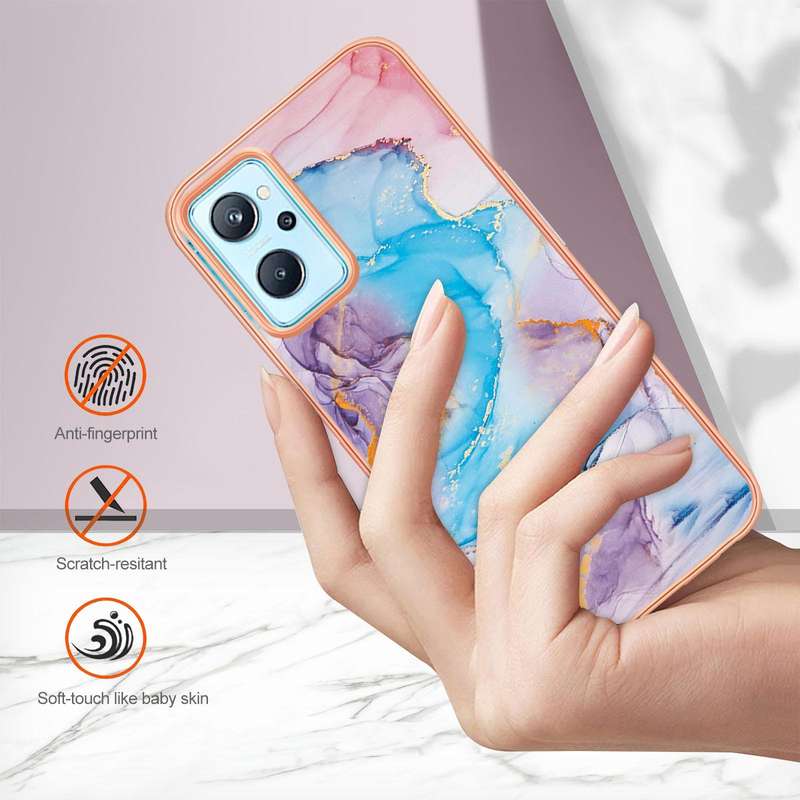 For OPPO Realme 9i / A36/A96 4G Electroplating IMD TPU Phone Case(Blue Marble)