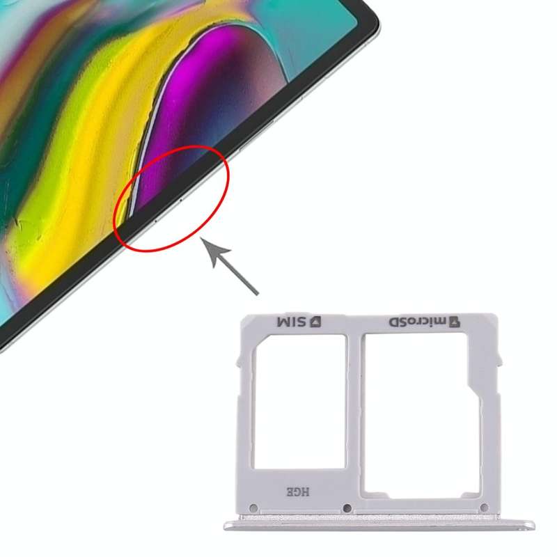 For Samsung Galaxy Tab S5e SM-T725 SIM Card Tray + Micro SD Card Tray (Silver)