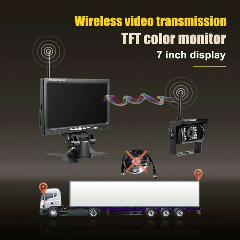 PZ607-W Wireless Vehicle Truck Backup Camera and Monitor Infrared Night Vision Rear View Camera w...
