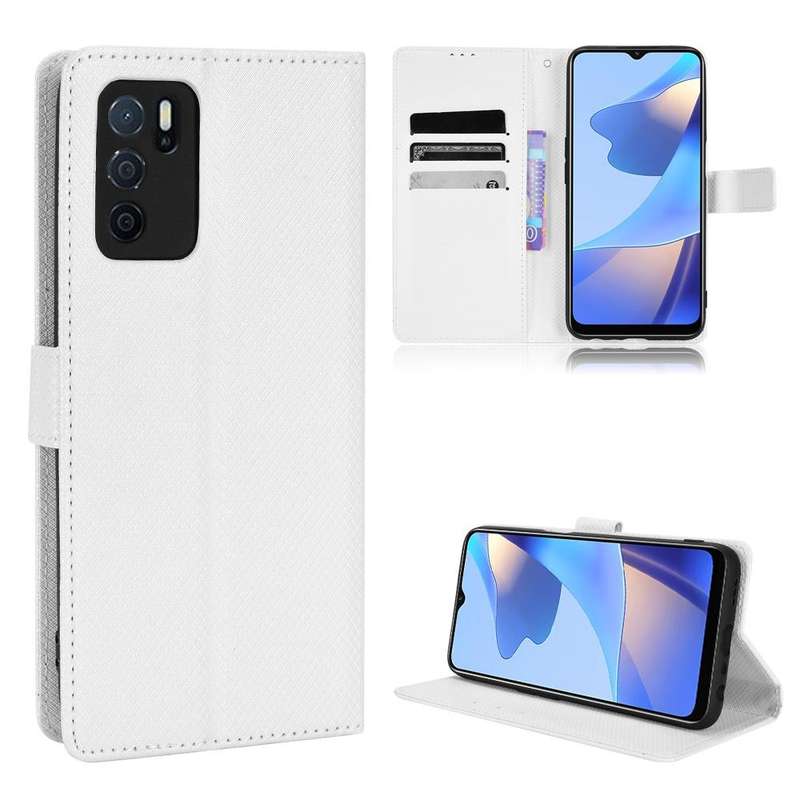 For OPPO A16 / A16s Diamond Texture Leather Phone Case(White)