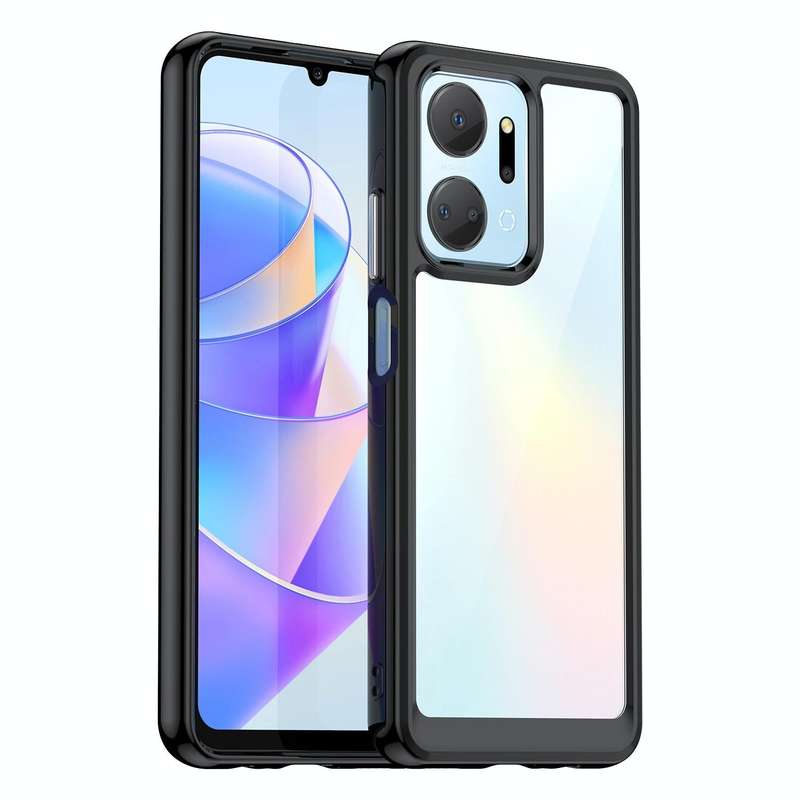 For Honor X7A Colorful Series Acrylic + TPU Phone Case(Black)