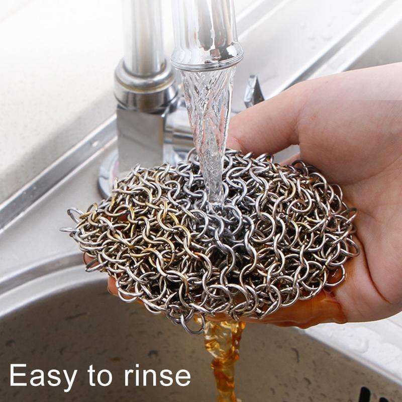 Stainless Steel Square Cast Iron Cleaner Pot Brush Scrubber Home Cookware Kitchen Cleaning Tool, ...