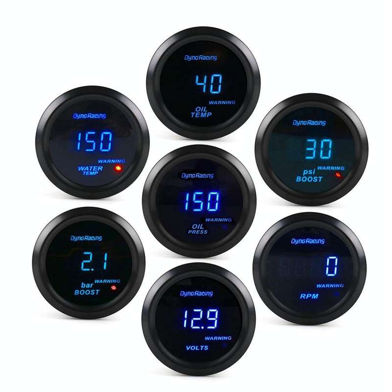 Car Modified 12V Universal 52mm Blue Light Digital Display Meter, Style:Voltmeter