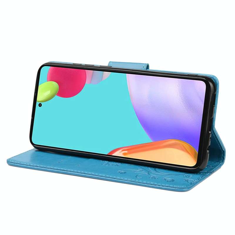 For Samsung Galaxy A23 5G Butterfly Flower Pattern Flip Leather Phone Case(Blue)