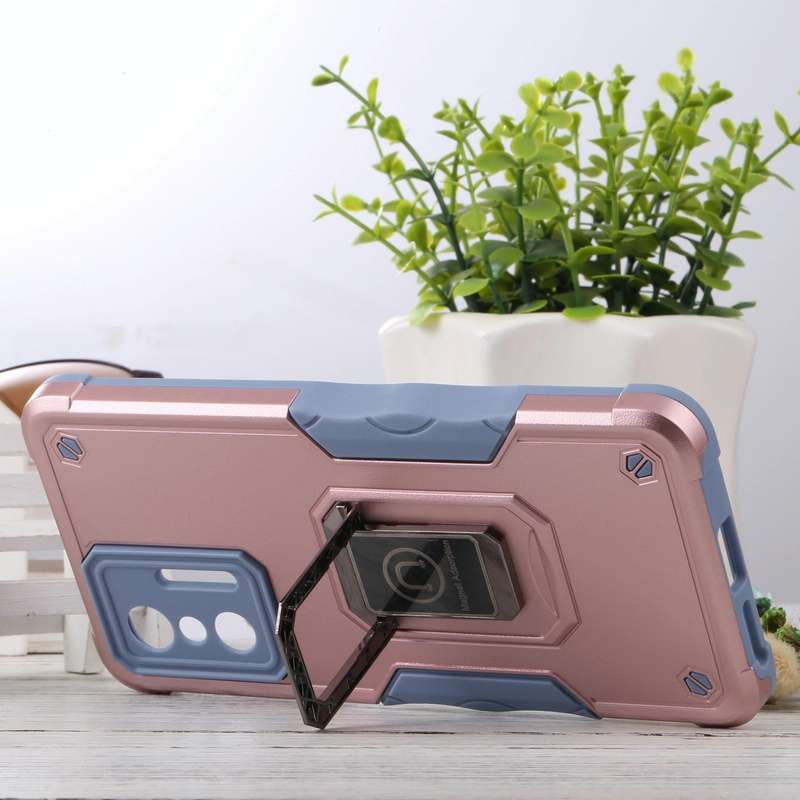 For Xiaomi 11T / 11T Pro Ring Holder Non-slip Shockproof Armor Phone Case(Rose Gold)