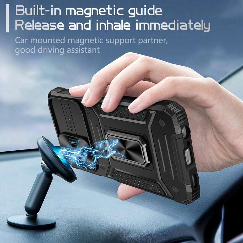 For Samsung Galaxy A14 4G/5G Camshield Robot TPU Hybrid PC Phone Case(Black)