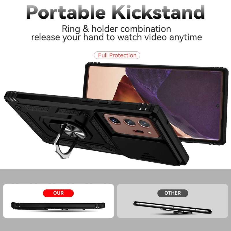 For Samsung Galaxy Note20 Ultra Sliding Camshield Holder Phone Case(Black)