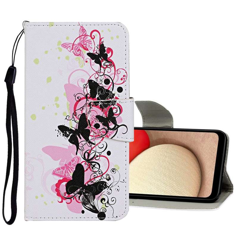 For Samsung Galaxy A33 5G Colored Drawing Pattern Flip Leather Case(Four Butterflies)