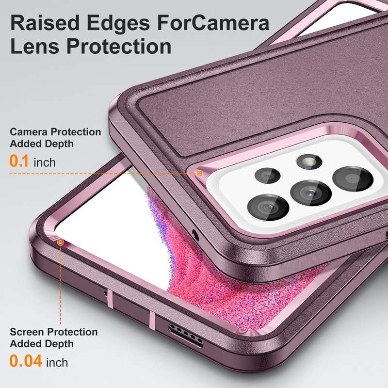 For Samsung Galaxy A53 3 in 1 Rugged Holder Phone Case(Purple + Pink)