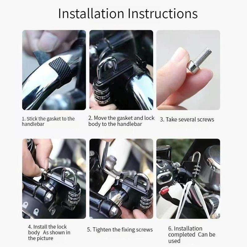 Motorcycle Helmet Anti-Theft Lock Fixed Helmet Combination Padlock, Color: Black