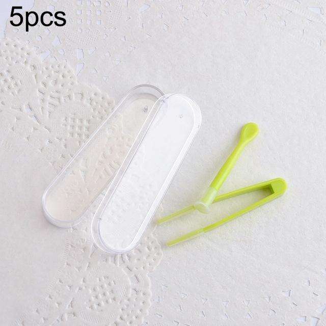 5pcs Portable Contact Lens Special Tweezer and Stick Set Travel Kit(Green)
