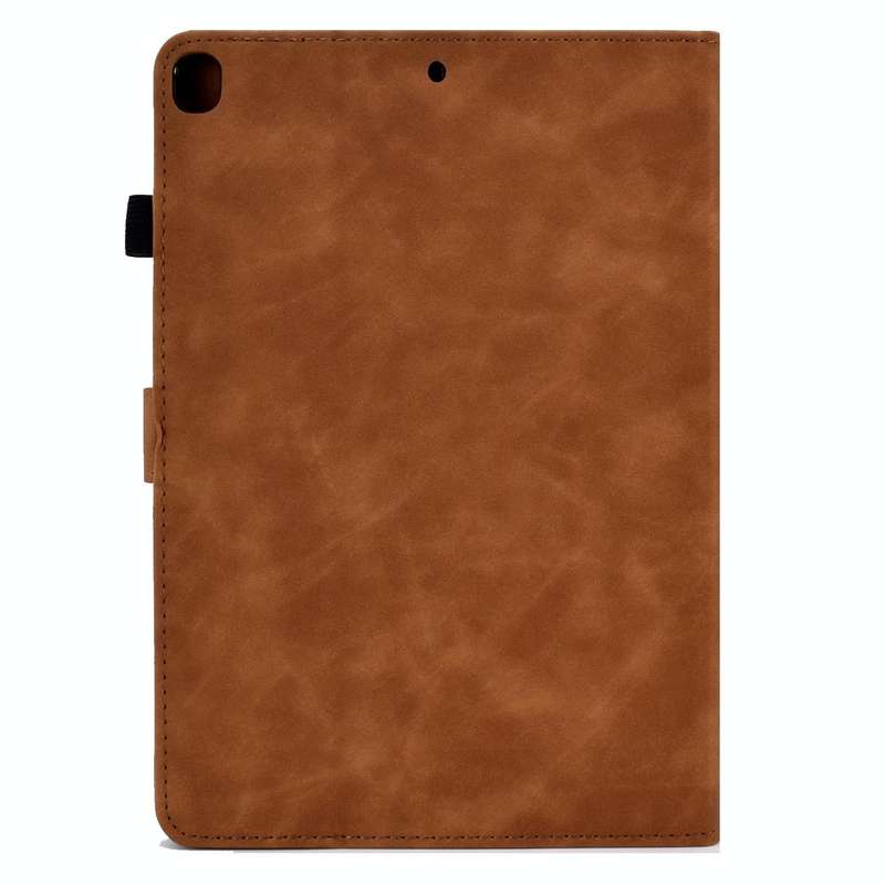 For iPad 10.2 / Air 10.5 2019 Embossed Smile Flip Tablet Leather Smart Case(Brown)
