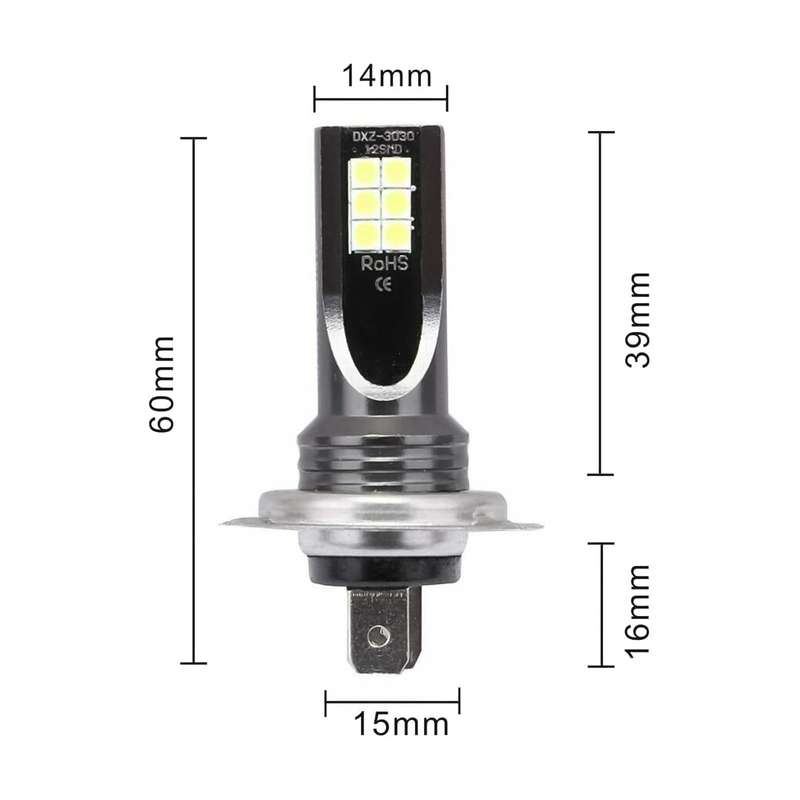 2 PCS H7 DC12V-24V / 12W / 3000K / 800LM 12LEDs SMD-3030 Car LED Fog Light (White Light)