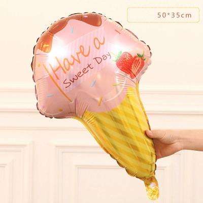 4 PCS Doughnut Candy Ice Cream Shaped Foil Balloons Happy Birthday Decorations Big Inflatable Hel...