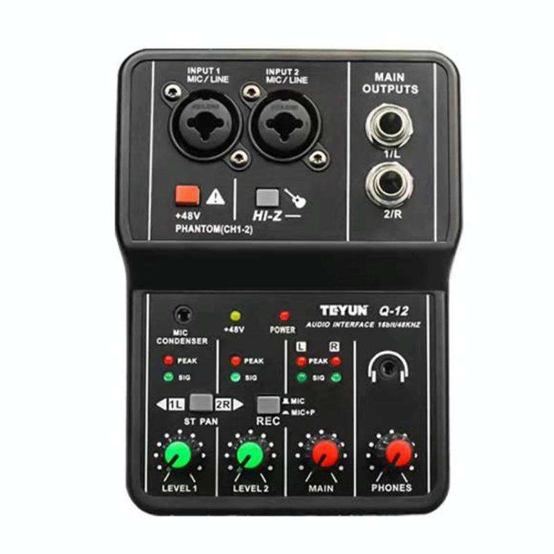 TEYUN Q-12 Computer Recording Sound Card USB Drive-free Recording Arranger(Black)