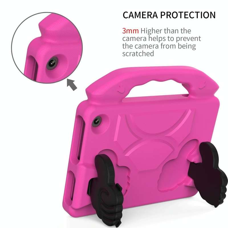 For Amazon Kindle Fire 7 2022 Children EVA Shockproof Tablet Case with Thumb Bracket(Rose Red)