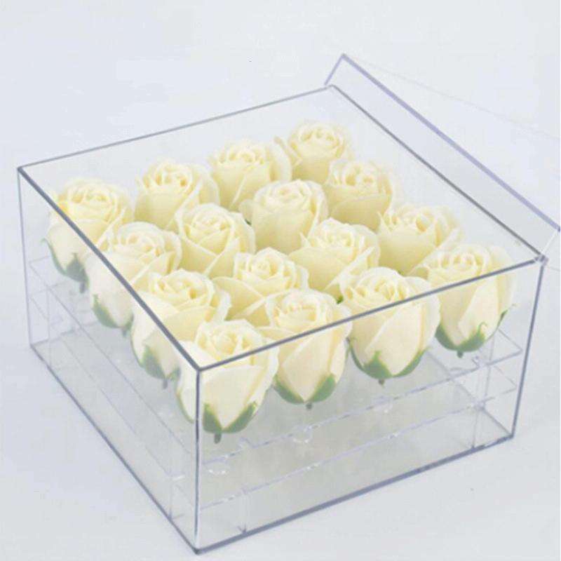Square Transparent Acrylic Gift Box Flower Box, Specification: 16 Holes