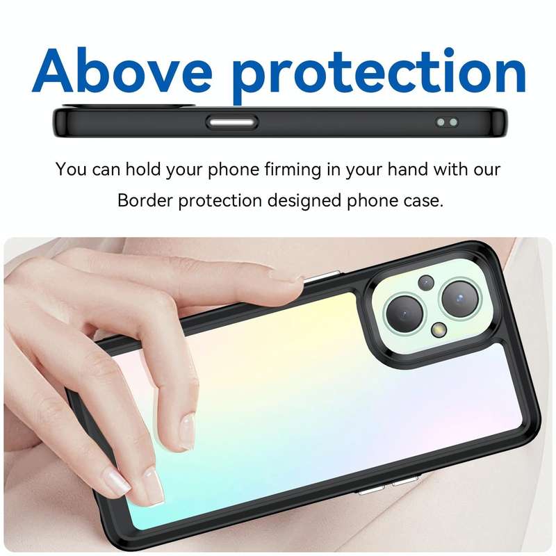 For OPPO A96 5G Colorful Series Acrylic + TPU Phone Case(Black)