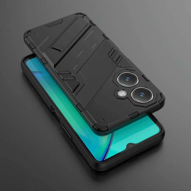For vivo Y27 4G Global Punk Armor 2 in 1 PC + TPU Phone Case with Holder(Black)