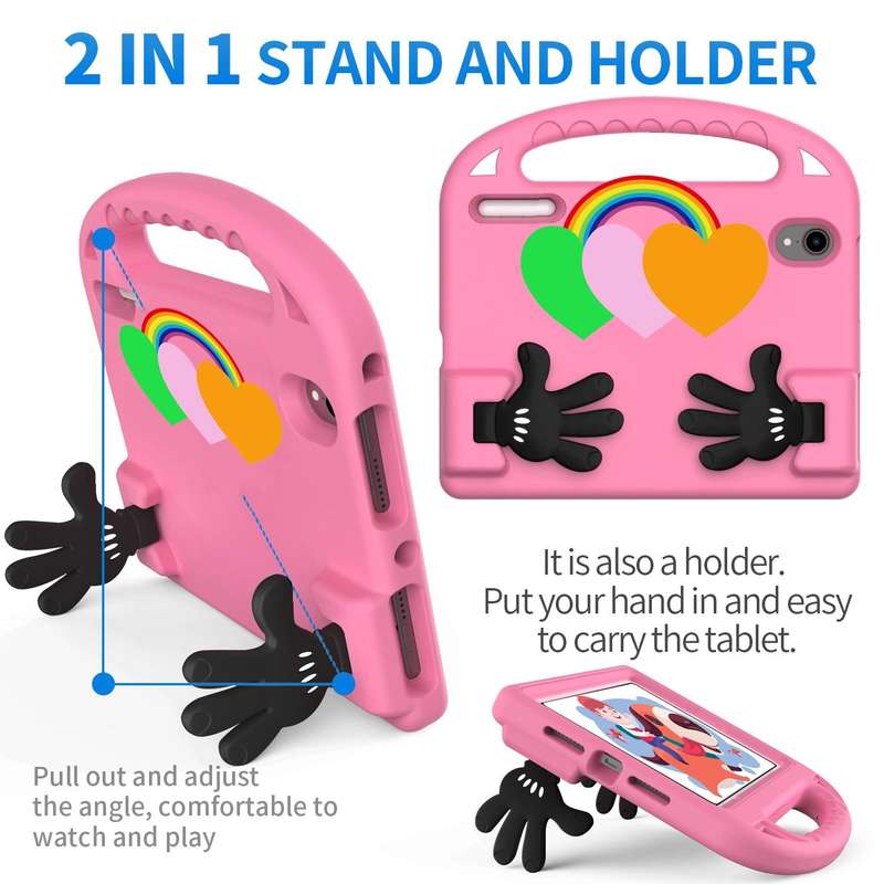 For iPad mini 6 Love Small Palm Holder EVA Tablet Case(Pink)