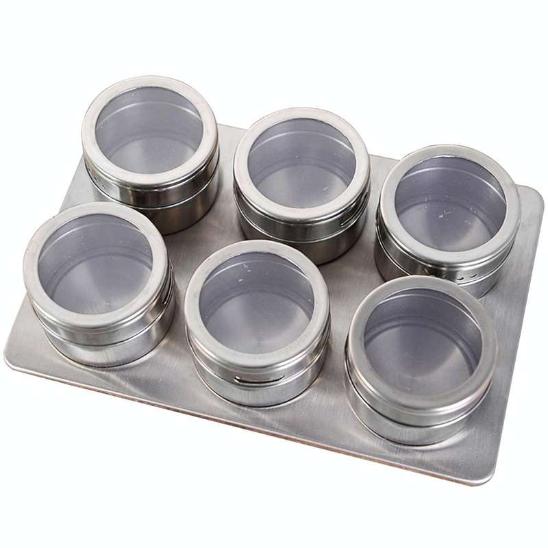6 in 1 Kitchen Stainless Steel Salt Condiment Set Spice Jars Container Spice Bottles