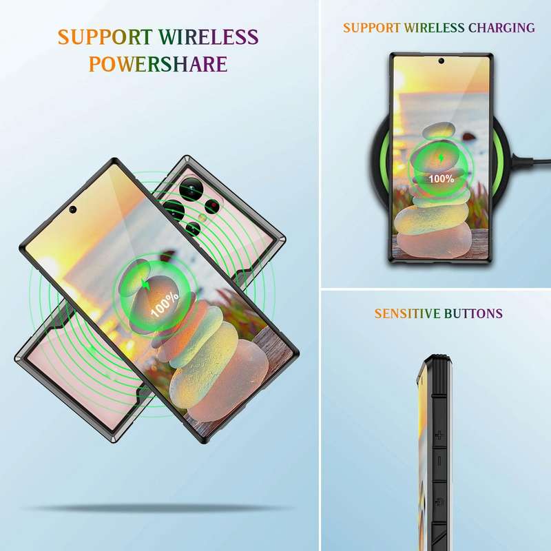 For Samsung Galaxy S23 Ultra 5G iPAKY Thunder Series Aluminum Frame + TPU Bumper + Clear PC Shock...