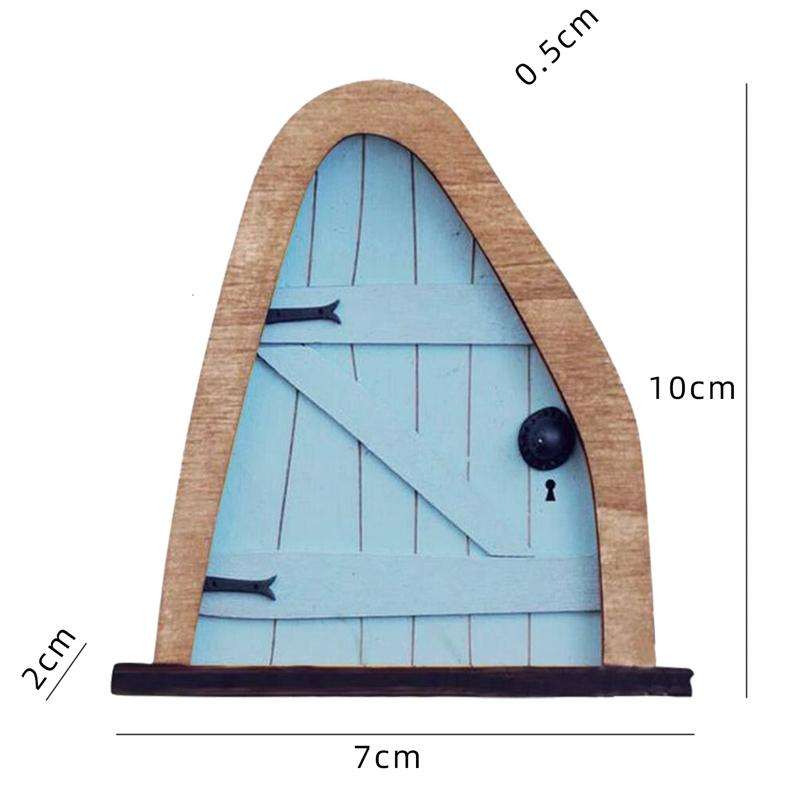 Courtyard Wooden Miniature Fairy Dwarf Door Tree Decoration(Window Door (Pink))
