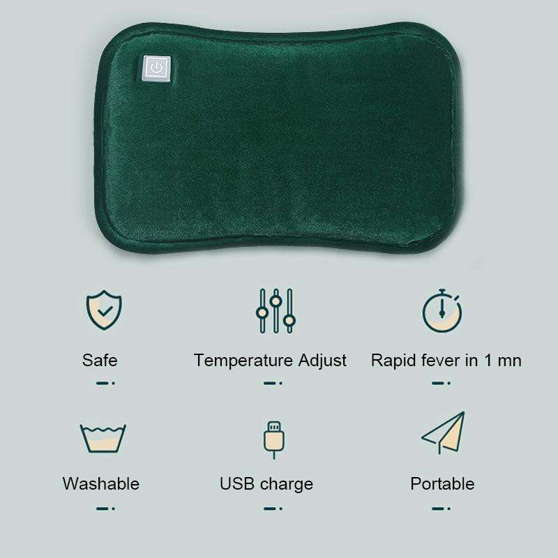 Waterless Graphene Hot Water Bag Rechargeable Hand Warmer,Style: Pillow Version 3 Gear(Pink)