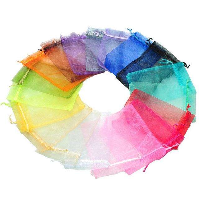 100 PCS Organza Gift Bags Jewelry Packaging Bag Wedding Party Decoration, Size: 7x9cm(D21 Random ...