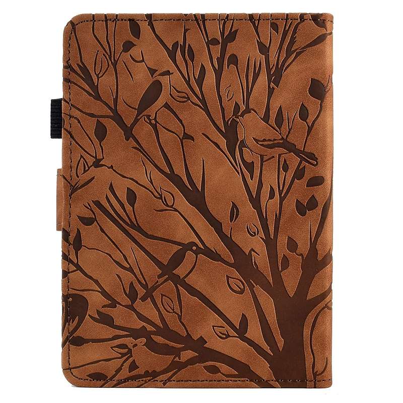 For Amazon Kindle 11th 2022 Fortune Tree Pressure Flower PU Tablet Case with Wake-up / Sleep Func...