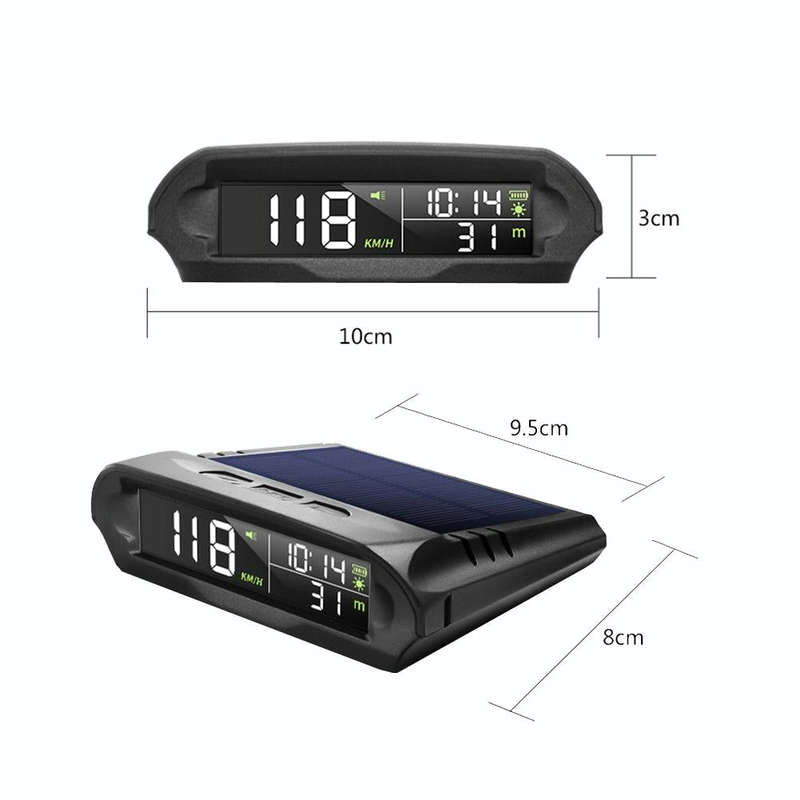 Car Solar HUD Tire Pressure Monitoring GPS Speed Time Altitude Table(Black)
