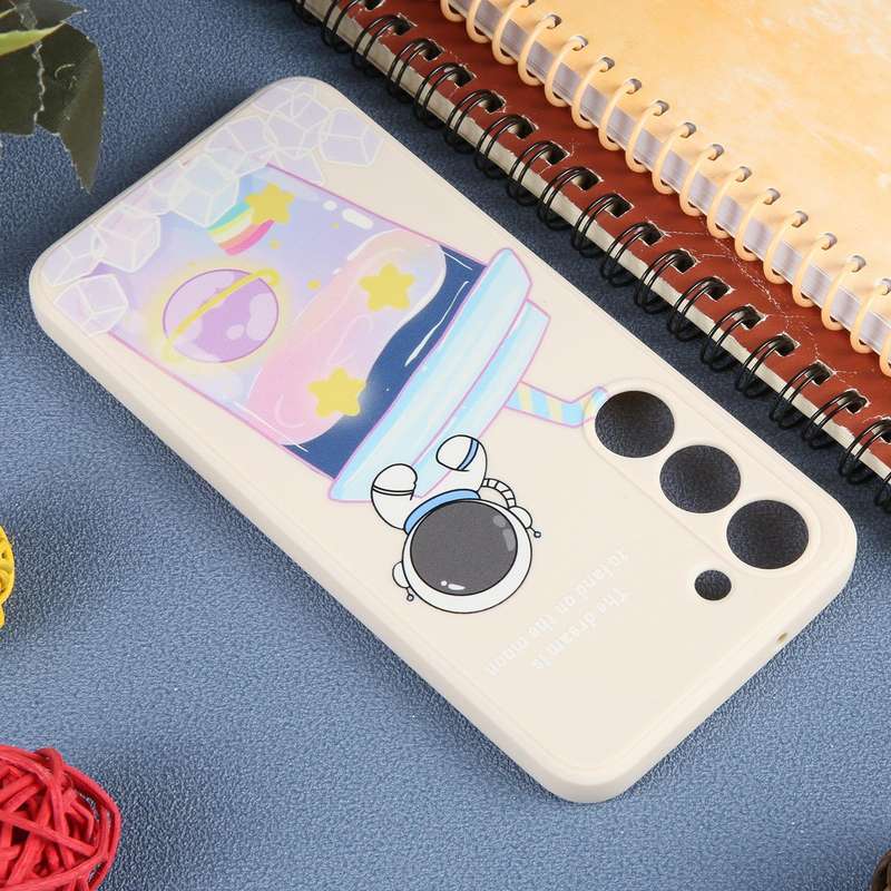 For Samsung Galaxy A33 5G Milk Tea Astronaut Pattern Liquid Silicone Phone Case(White)