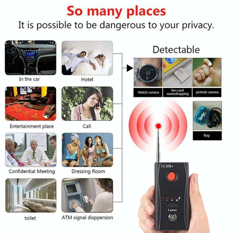 CC308+ Multi Wireless Camera Lens Detector Radio Wave Signal Detect Full-range RF GSM Device Find...