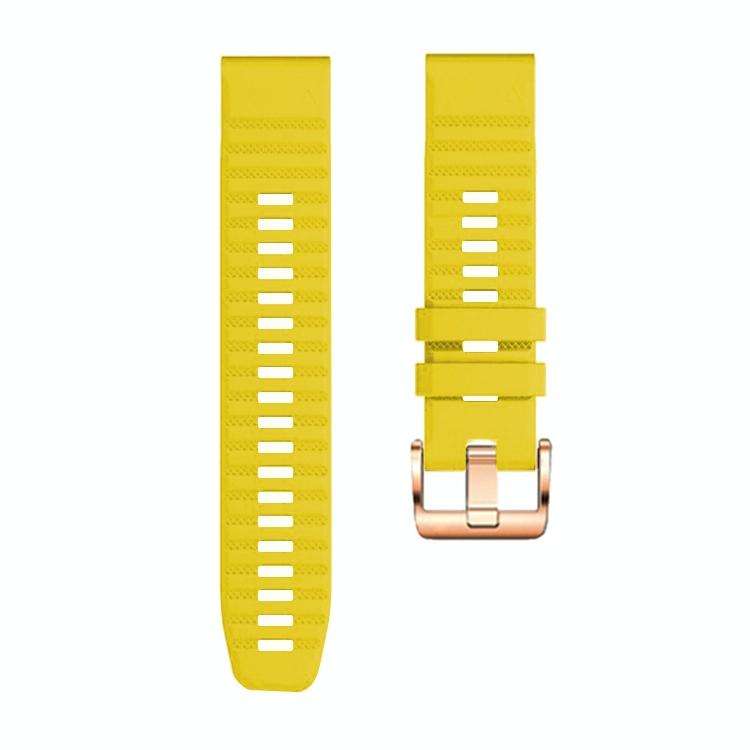 For Garmin Fenix 7S / 6S Pro / 5S Plus 20mm Rose Gold Buckle Quick Release Silicone Watch Band(Ye...
