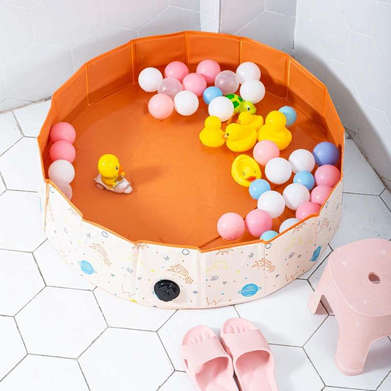 80 x 20cm Children Foldable No Need Inflate Bathing Tub Playing House Game Sand Ball Pool(Beige)