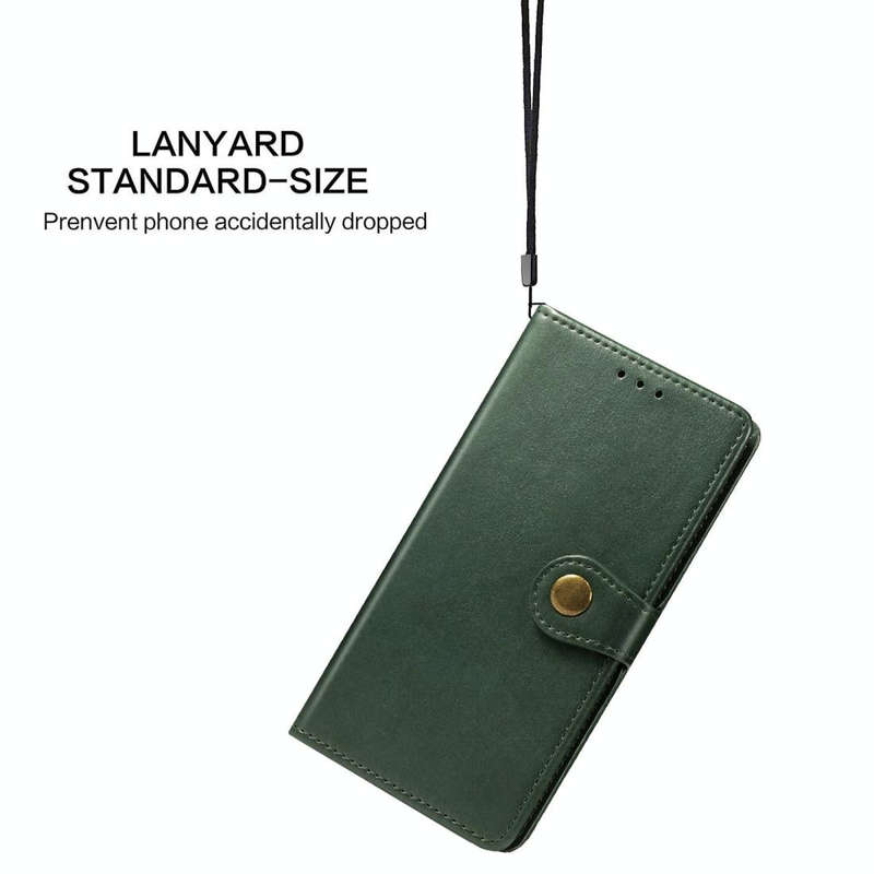 For Xiaomi Redmi 8 Retro Solid Color Leather Buckle Phone Case with Lanyard & Photo Frame & Card ...