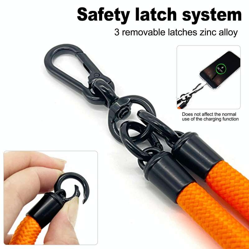 10mm Thick Rope Mobile Phone Lanyard Spacer Adjustable Anti Theft Phone Strap(NO.16 Black White)