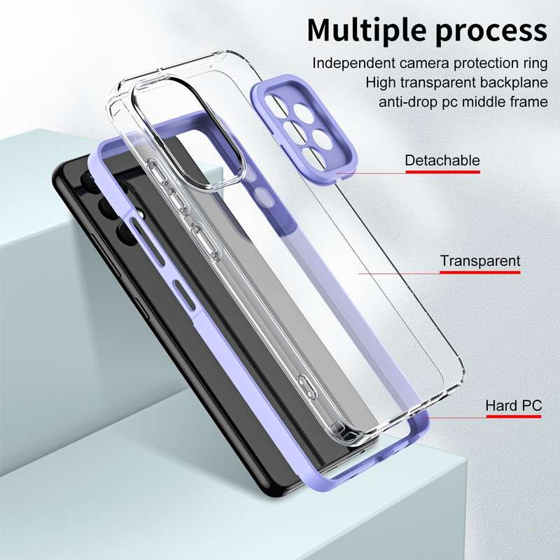 For Samsung Galaxy A53 5G 3 in 1 Clear TPU Color PC Frame Phone Case(Purple)