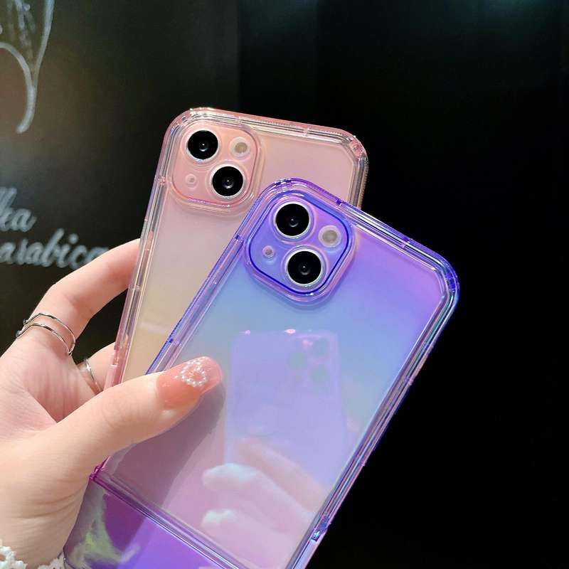 For iPhone 14 Plus Color Plated Invisible Holder Phone Case(Purple)