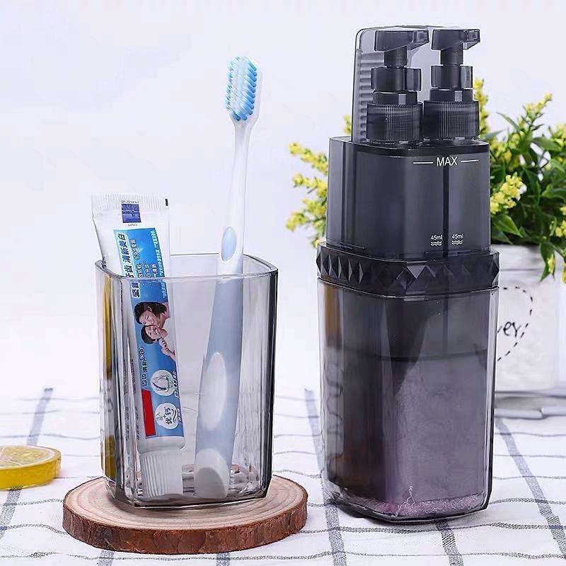 2 in 1 Traveling Wash Set Multi-function Travel Wash Cup Toothpaste Toothbrush Split Bottle Stora...