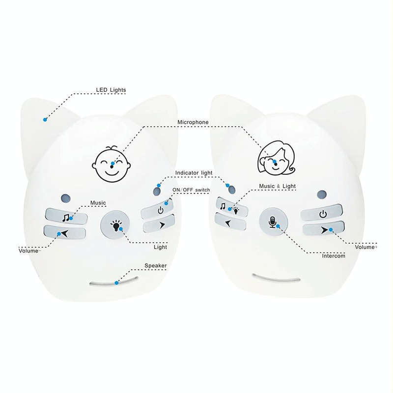 V30 Wireless Audio Baby Monitor Support Voice Monitoring + Intercom + Night Light without Battery...