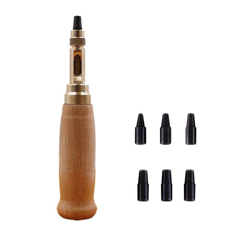 6 In 1 Automatic Belt Punch Punching Multi-scalp Anechoic Belt Punch(Wood Color)