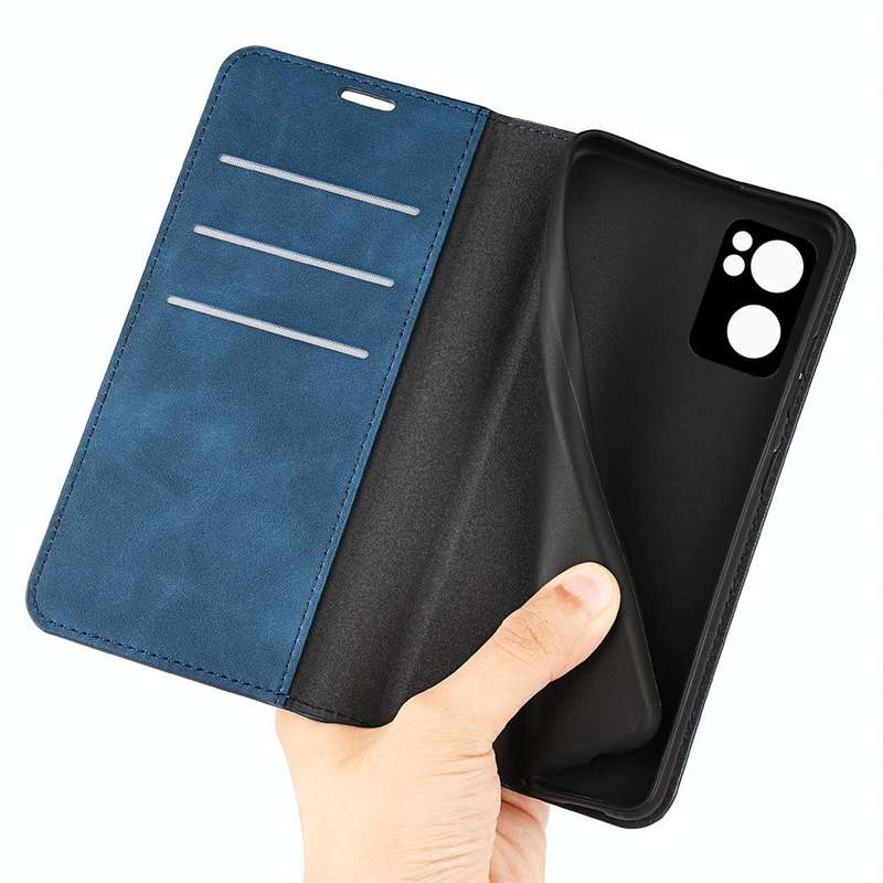 For OPPO Reno 7 5G Retro-skin Magnetic Suction Leather Phone Case(Dark Blue)