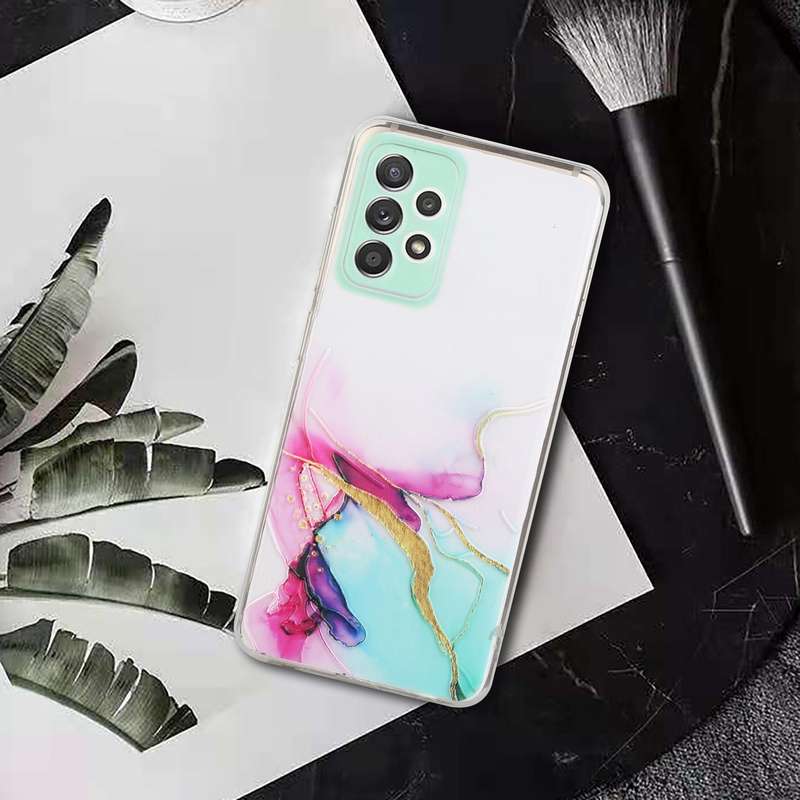 For Samsung Galaxy A73 5G Hollow Marble Pattern TPU Precise Hole Phone Case(Green)